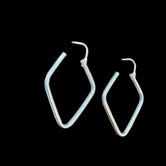 VTG | Signed Sterling Silver Geometric Rhombus Dangle Earrings​ - Picture 3 of 4